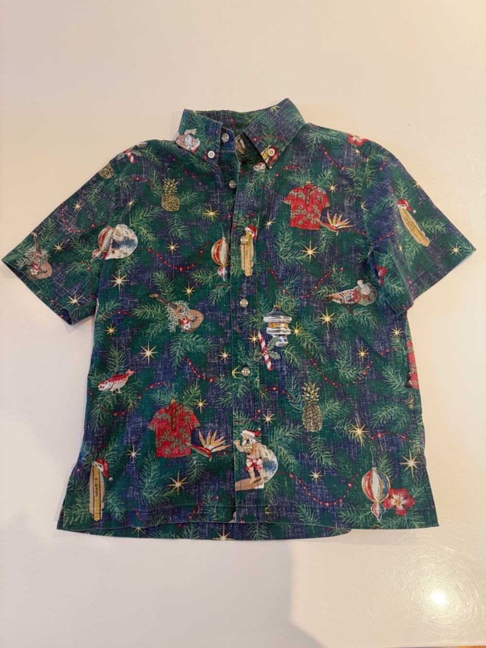 reyn spooner Green Holiday Pineapple & Ornament Short-Sleeve Button-Down